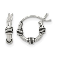 Sterling Silver Antiqued Hoop Earrings view 1
