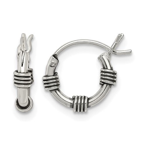 Sterling Silver Antiqued Hoop Earrings
