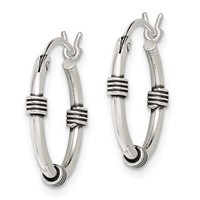 Sterling Silver Antiqued Hoop Earrings view 2