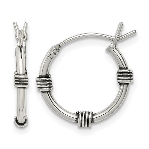 Sterling Silver Antiqued Hoop Earrings