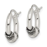 Sterling Silver Antiqued Hoop Earrings view 2