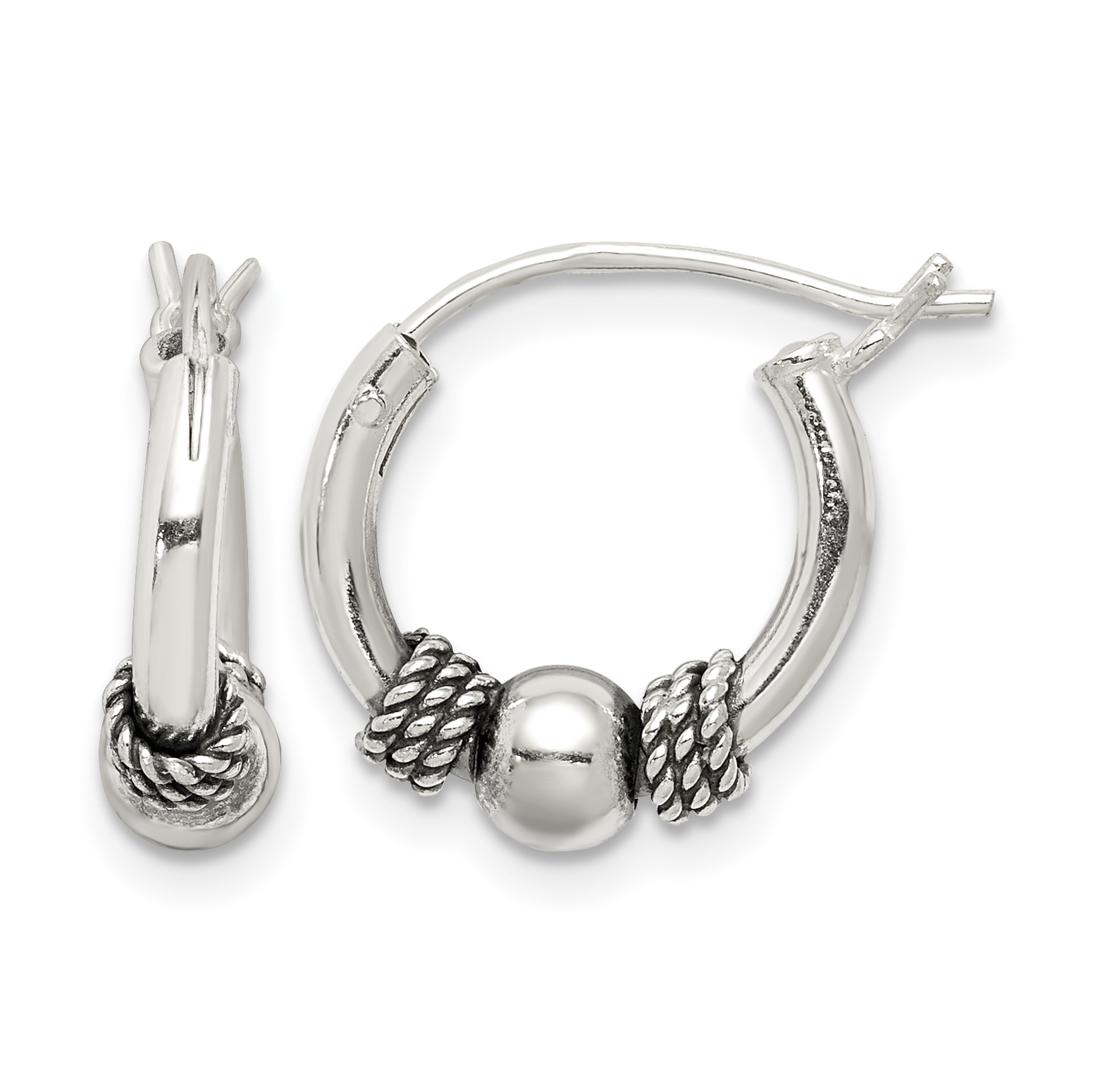 Sterling Silver Antiqued Hoop Earrings (QE5380)