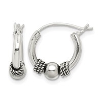 Sterling Silver Antiqued Hoop Earrings view 1