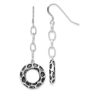Sterling Silver Polished & Antiqued Fancy Circle Dangle Earrings
