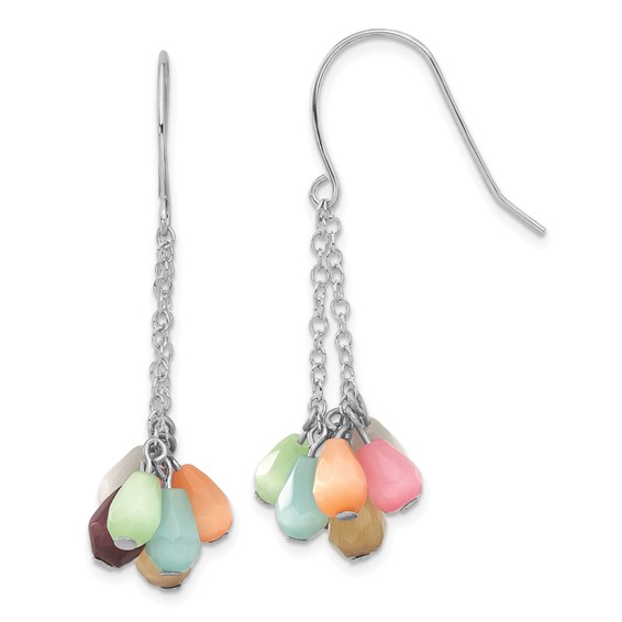 Sterling Silver Multi-color Stone Dangle Earrings
