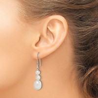 Sterling Silver Polished White 6-10mm Freshwater Cultured Pearl Dangle Earrings view 3