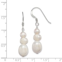 Sterling Silver Polished White 6-10mm Freshwater Cultured Pearl Dangle Earrings view 4