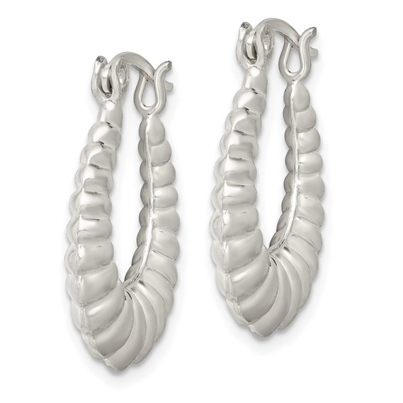Sterling Silver Polished Shrimp Oval Hoop Earrings
