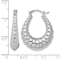 Sterling Silver Rhodium-plated Polished Shrimp Oval Hoop Earrings view 4