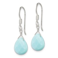Sterling Silver Polished Amazonite Teardrop Dangle Earrings view 2