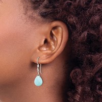 Sterling Silver Polished Amazonite Teardrop Dangle Earrings view 3