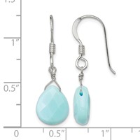Sterling Silver Polished Amazonite Teardrop Dangle Earrings view 4