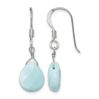 Sterling Silver Polished Amazonite Teardrop Dangle Earrings view 1