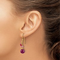 Sterling Silver Gold-tone Vermeil Polished Ruby Teardrop Dangle Earrings view 3