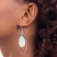 Sterling Silver Polished Fancy Oval Dangle Earrings view 3