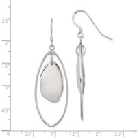 Sterling Silver Polished Fancy Oval Dangle Earrings view 4