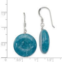 Sterling Silver Polished Round 20mm Blue Agate Dangle Earrings view 4