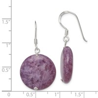 Sterling Silver Polished Purple Lepidolite Circle Dangle Earrings view 4