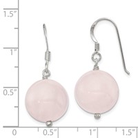 Sterling Silver Polished 12mm Round Rose Quartz Dangle Earrings view 4