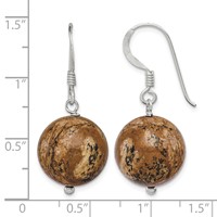 Sterling Silver Polished 14mm Round Picture Jasper Dangle Earrings view 4