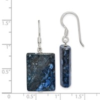 Sterling Silver Polished Blue Sodalite Rectangular Dangle Earrings view 4