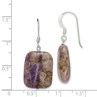 Sterling Silver Polished Amethyst Rectangle Dangle Earrings view 4
