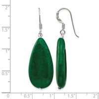 Sterling Silver Polished Green Jade Teardrop Dangle Earrings view 4