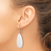 Sterling Silver Polished White Jade Teardrop Dangle Earrings view 3