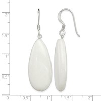 Sterling Silver Polished White Jade Teardrop Dangle Earrings view 4