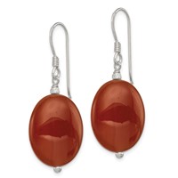 Sterling Silver Oval Carnelian French Hook Earrings view 2