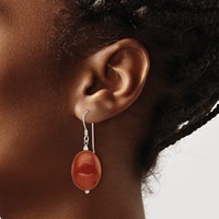 Sterling Silver Oval Carnelian French Hook Earrings view 3