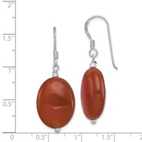 Sterling Silver Oval Carnelian French Hook Earrings view 4
