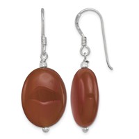 Sterling Silver Oval Carnelian French Hook Earrings view 1