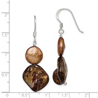 Sterling Silver Polished Brown Mother of Pearl Fwc Pearl Dangle Earrings view 4