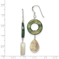 Sterling Silver Polished Jade & Green Mother of Pearl Dangle Earrings view 4