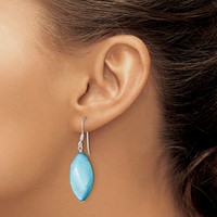 Sterling Silver Polished Blue Mother of Pearl Marquise Dangle Earrings view 3