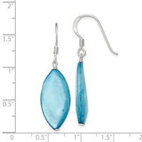 Sterling Silver Polished Blue Mother of Pearl Marquise Dangle Earrings view 4