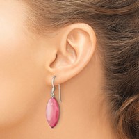 Sterling Silver Polished Pink Mother of Pearl Marquise Dangle Earrings view 3