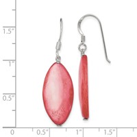 Sterling Silver Polished Pink Mother of Pearl Marquise Dangle Earrings view 4