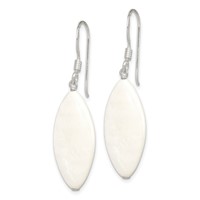 Sterling Silver Polished White Mother of Pearl Marquise Dangle Earrings view 2