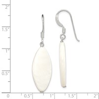 Sterling Silver Polished White Mother of Pearl Marquise Dangle Earrings view 4