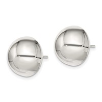 Sterling Silver Polished 14mm Button Earrings view 2
