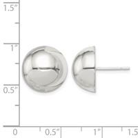 Sterling Silver Polished 14mm Button Earrings view 4