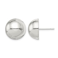 Sterling Silver Polished 14mm Button Earrings view 1