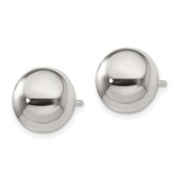 Sterling Silver Polished 10mm Button Earrings view 2