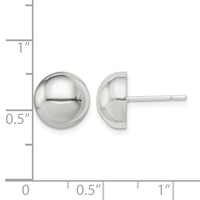Sterling Silver Polished 10mm Button Earrings view 4