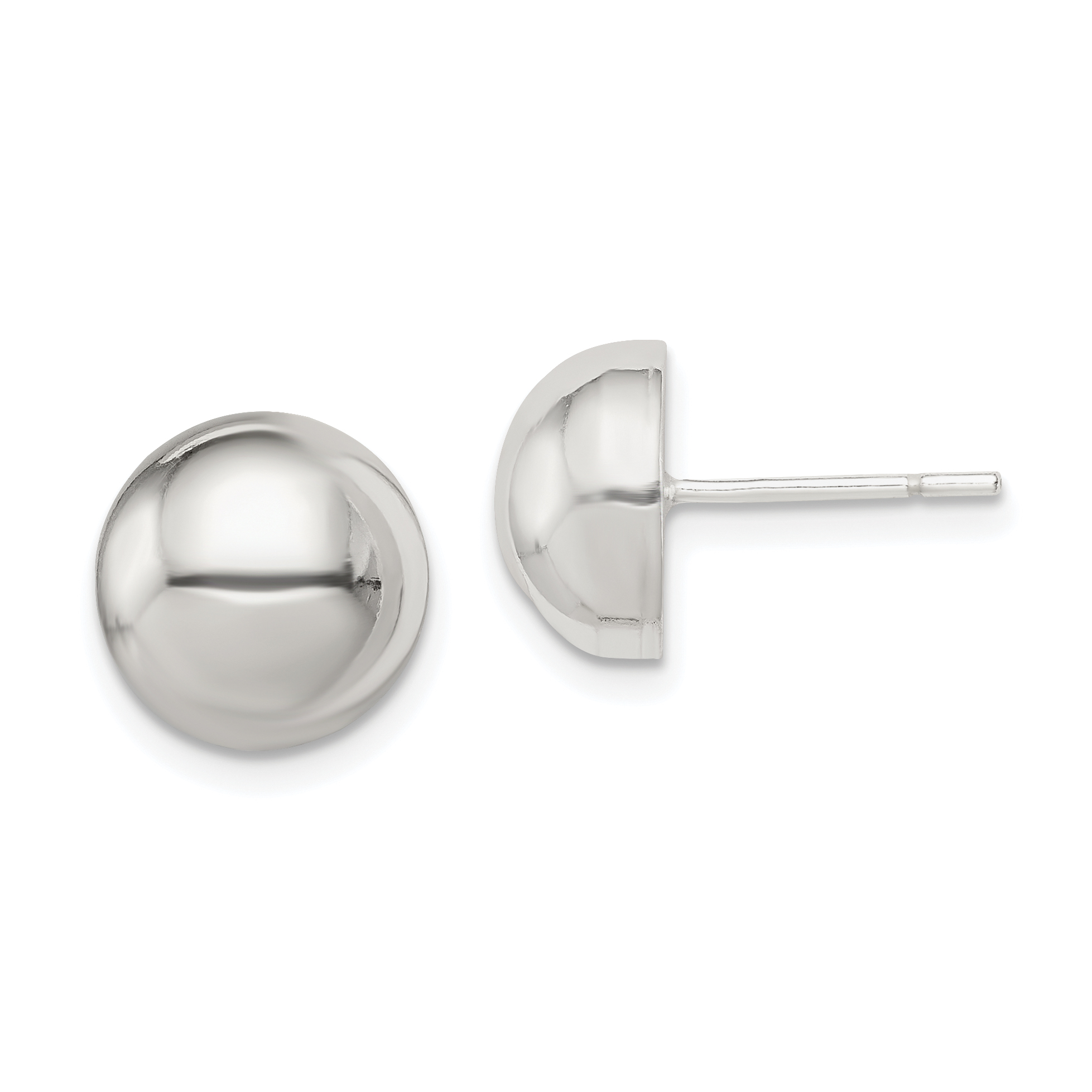 Sterling Silver Polished 10mm Button Earrings (QE598)