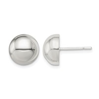 Sterling Silver Polished 10mm Button Earrings view 1