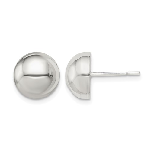 Sterling Silver Polished 10mm Button Earrings