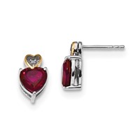 Sterling Silver & 14K Red Enhanced Topaz and Diamond Earrings view 1